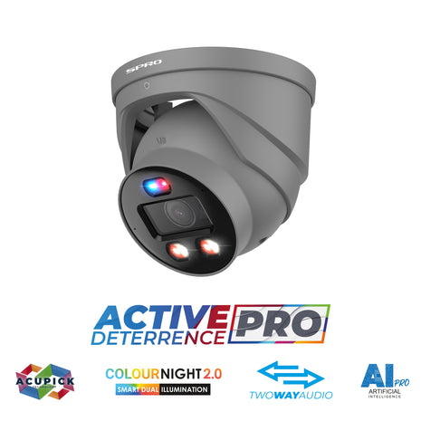SPRO 6MP IP Turret ACTIVE DETERRENCE PRO – Grijs